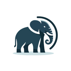 flat vector logo of an elephant.