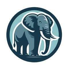 flat vector logo of an elephant.