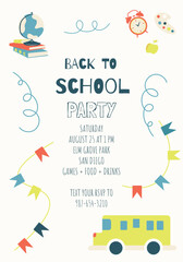 Naklejka premium cute and funny back to school party invitation
