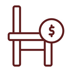 Retirement Vector Line Maroon Icon Design