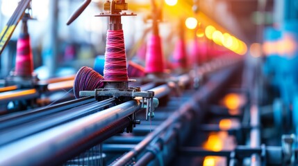 Textile factory machinery in operation