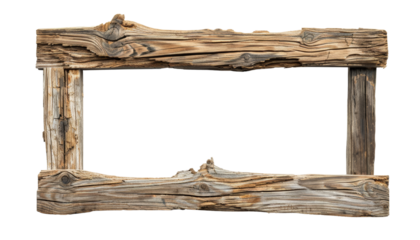 old wooden frame watercolor isolated on transparent background cutout