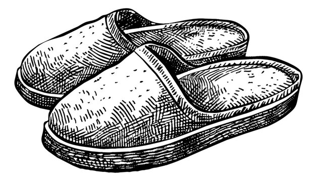 slipper engraving black and white outline