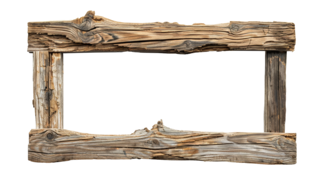 old wooden frame watercolor isolated on transparent background cutout