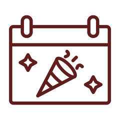 New year Vector Line Maroon Icon Design