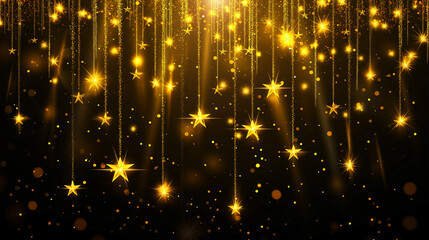 Obraz premium The gold hanging star isolation background, Illustration