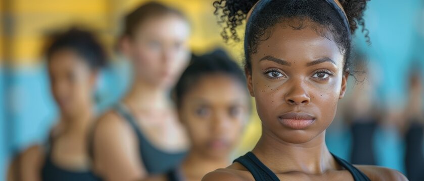 Uncertain Person at Fitness Bootcamp Following Exercises with Instructor and Participants
