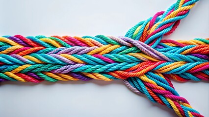 Colored Ropes Forming an Arrow. Unified Direction. Multiple colored ropes woven together to form an arrow