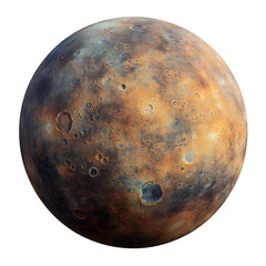 Planet mercury, a solar system planet isolated on a transparent background