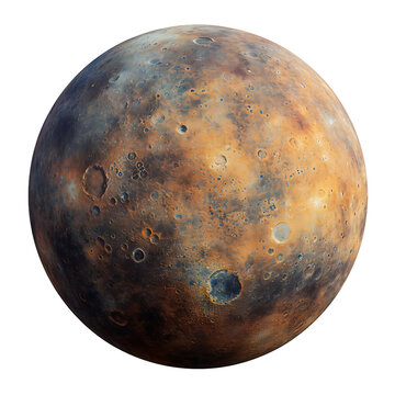 Planet mercury, a solar system planet isolated on a transparent background