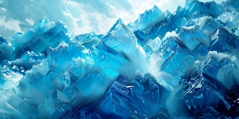 Fototapeta premium Detailed blue ice mountain texture, perfect for backgrounds and nature photography. 