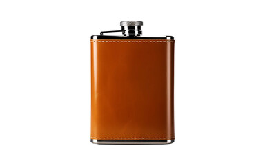 Portable metal hip travel flask isolated on a transparent background