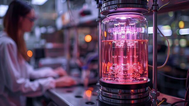 Quantum computer with intricate cooling system in a sterile laboratory