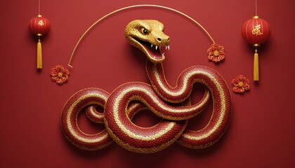 Obraz premium chinese zodiac year of the snake, chinese new year. chinese zodiac sign
