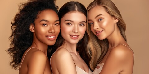 Obraz premium Explore the Radiant Beauty Trio, a collection focusing on embracing natural skin care. Nourish and pamper your skin with products that rejuvenate and reveal a radiant, flawless complexion