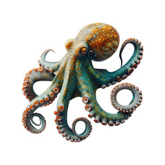 Obraz premium Tentacled creature octopus isolated on a transparent background