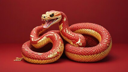 Fototapeta premium chinese new year, chinese style snake statue, iconic snake, wallpaper snake, red snake, snake wood, ilstration snake, sio ular, imlek tahun baru 