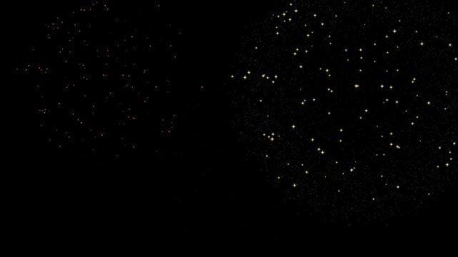 3D animation of fireworks on a black background. Holidays and congratulations concept.