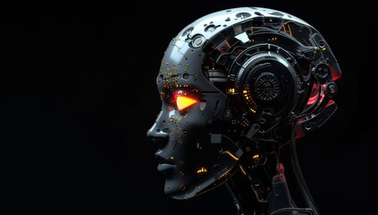 Face of female robot, stock concept.