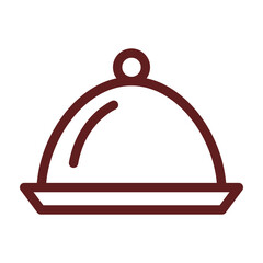 Serving Dish Vector Line Maroon Icon Design