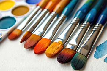 Fototapeta premium Watercolor Paint Set with Brushes and Palette