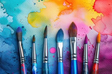 Obraz premium Watercolor Paint Set with Brushes and Palette