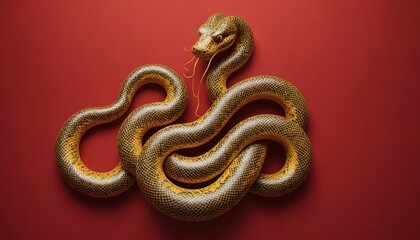 Obraz premium chinese new year snake. chinese snake on the wall. chinese snake on red wall