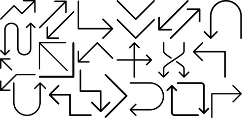 Set of Vector Arrow - Diverse Black Arrow Designs Including Curved, Straight, and Directional Symbols