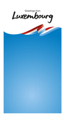 Greetings from Luxembourg. Editable Instagram template for Stories and Reels. Social media template second page with Luxembourg flag ribbon and editable frame.ai