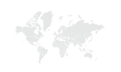 World map Grayscale,isolated on white background for website layouts,background,education, precise,customizable,Travel worldwide,map silhouette backdrop,earth geography, political,reports.