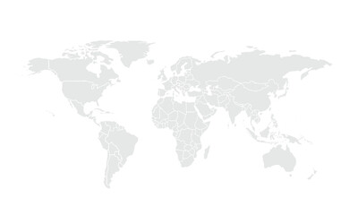 World map Grayscale,isolated on white background for website layouts,background,education, precise,customizable,Travel worldwide,map silhouette backdrop,earth geography, political,reports.