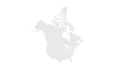 North America map Grayscale,isolated on white background for website layouts,background,education, precise,customizable,Travel worldwide,map silhouette backdrop,earth geography, political,reports.