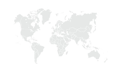 Fototapeta premium World map Grayscale,isolated on white background for website layouts,background,education, precise,customizable,Travel worldwide,map silhouette backdrop,earth geography, political,reports.