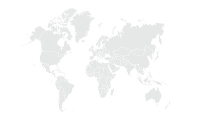 World map Grayscale,isolated on white background for website layouts,background,education, precise,customizable,Travel worldwide,map silhouette backdrop,earth geography, political,reports.