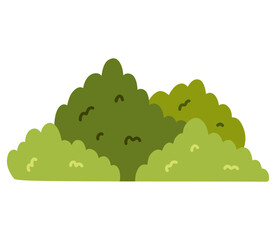 Fototapeta premium Bushes isolated on a white background. Vector hand-drawn illustration in a flat style. Perfect for cards, decorations, logo, various designs.