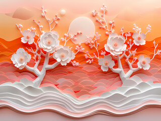 peach and white abstract nature background 