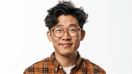 Obraz premium A Portrait of a funny Asian man on a white isolated transparent background.
