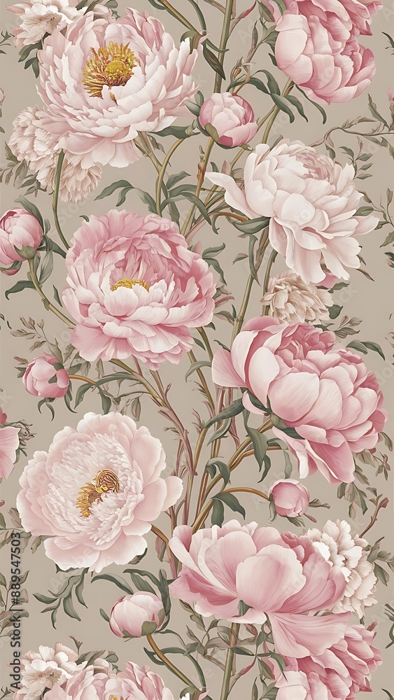 Wall mural Beautiful peony flowers as a background floral pattern