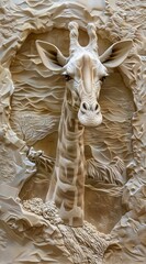Beautiful animal 3d relief wallpaper. Mural wallpaper. Wall art. AI generated illustration