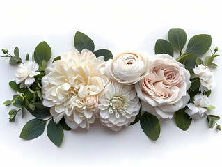 Obraz premium bouquet of white roses flowers isolated on white