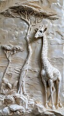 Beautiful animal 3d relief wallpaper. Mural wallpaper. Wall art. AI generated illustration