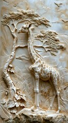 Beautiful animal 3d relief wallpaper. Mural wallpaper. Wall art. AI generated illustration