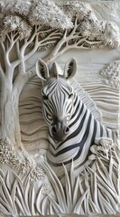 Beautiful animal 3d relief wallpaper. Mural wallpaper. Wall art. AI generated illustration