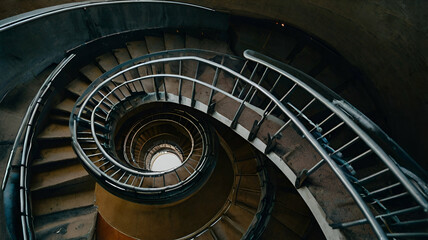 Fototapeta premium top view spiral stairs of a building , beautiful photo