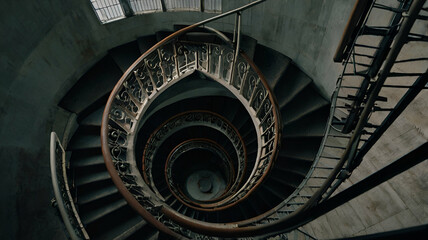 Fototapeta premium top view spiral stairs of a building , beautiful photo