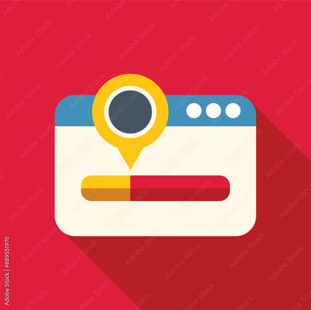 Poster website is loading with a progress bar and a location pin, symbolizing geolocation