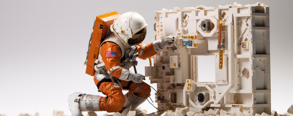 Astronaut Working On Spacecraft Exterior During Lunar Mission