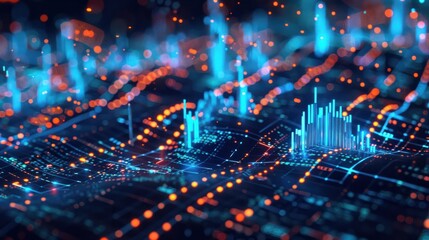 Obraz premium Digital index chart data. Finance business economy market visualization. Generative AI technology.