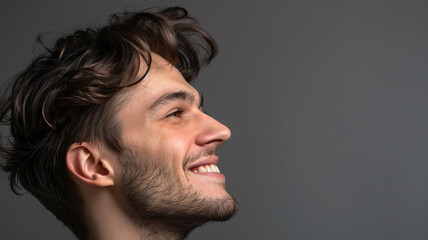 Fototapeta premium portrait of a young handsome male. - side view.