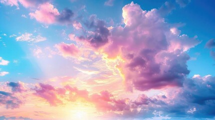 Obraz premium Professional photograph of a colorful sunset sky with dramatic cumulonimbus patterns, isolated on white background